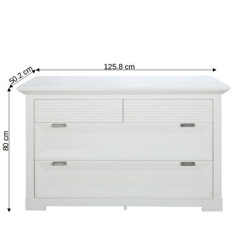 Comoda Cu 4 Sertare Verona Bianco Alb , 125.8 Cm