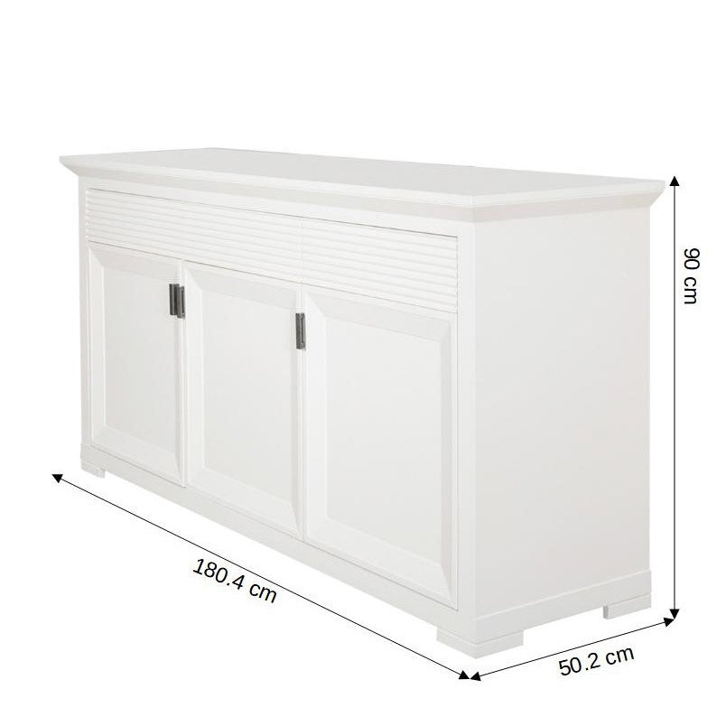 Bufet 3 Usi Si 3 Sertare Verona Bianco Alb, 180.4 Cm