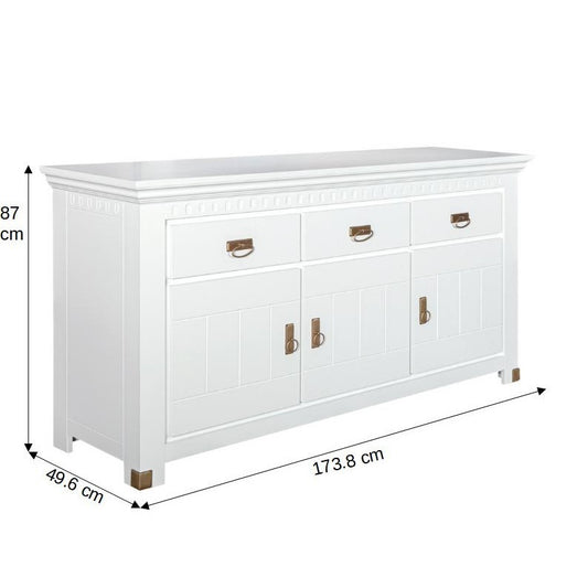 Bufet Saint Tropez, 3 Usi si 3 Sertare, Vopsit Alb, 173.8 Cm