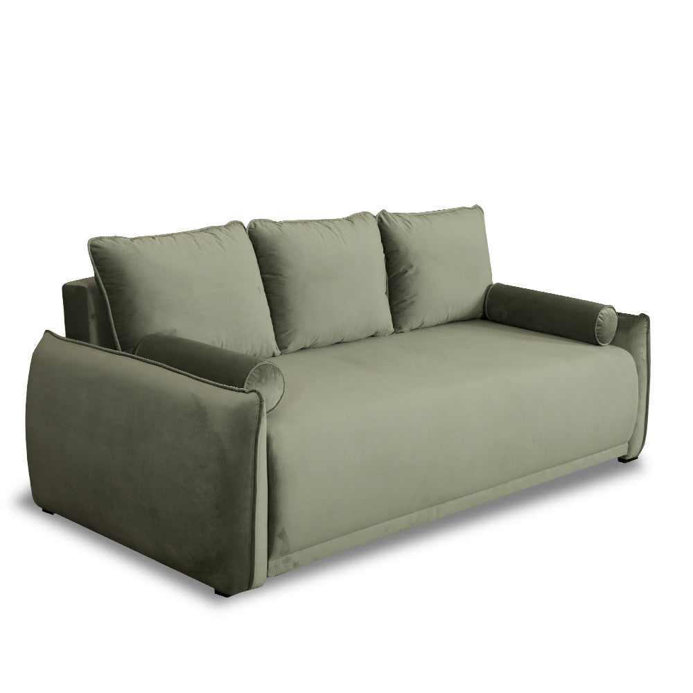 Canapea Extensibila Vida, 3 Locuri, Lada Depozitare, Verde, 225 Cm