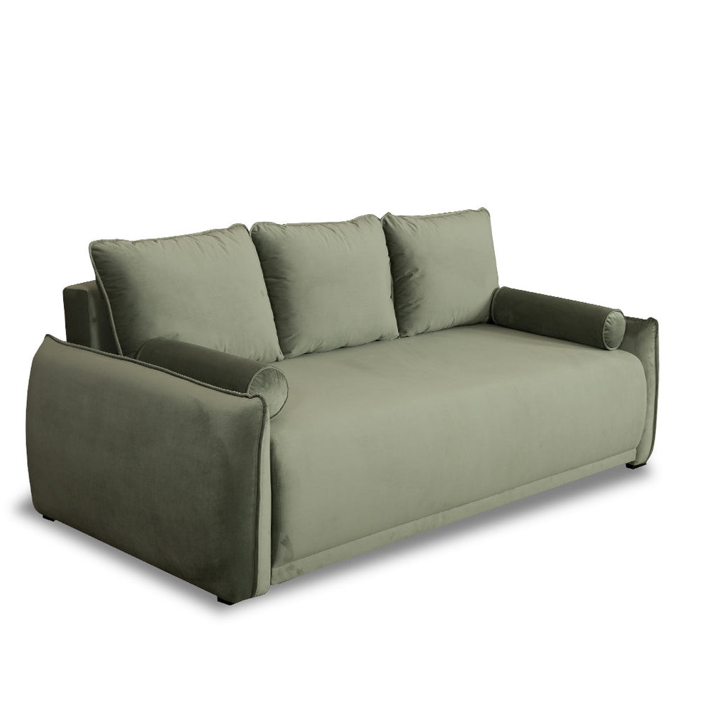 Canapea Extensibila Vida, 3 Locuri, Lada Depozitare, Verde, 225 Cm