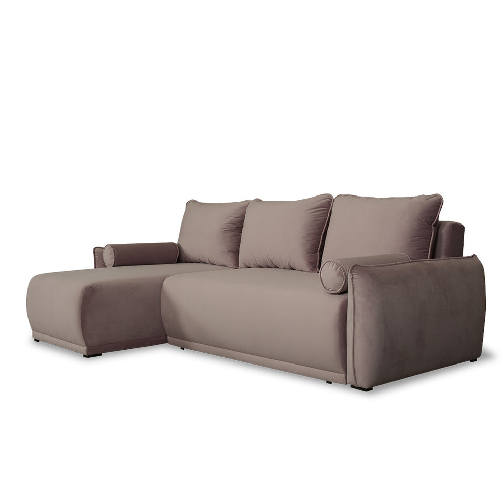 Coltar Extensibil Vida Interschimbabil Stanga/Dreapta, 5 Locuri, Lada Depozitare, Roz, 256 Cm