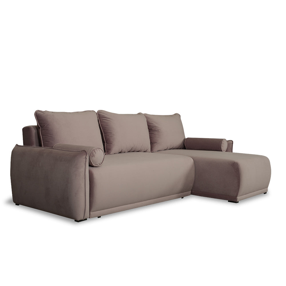 Coltar Extensibil Vida Interschimbabil Stanga/Dreapta, 5 Locuri, Lada Depozitare, Roz, 256 Cm