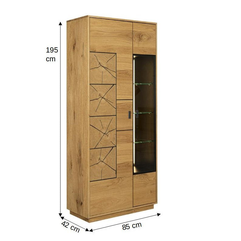 Vitrina Urbano Oak Cu 2 Usi, Stejar Rustic Si Negru, 85 Cm