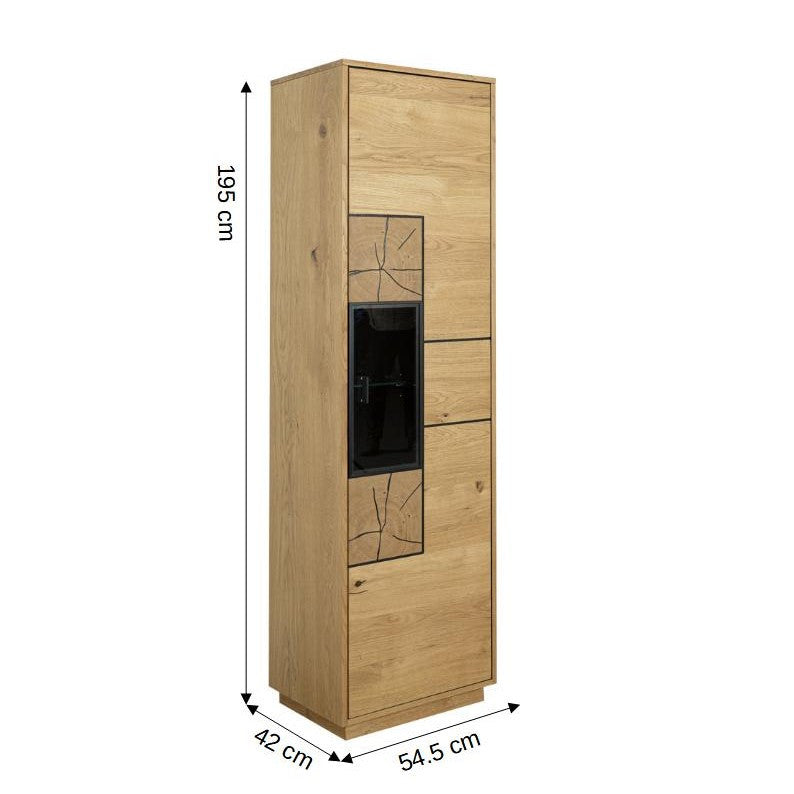 Vitrina Urbano Oak Cu 1 Usa, Stejar Rustic Si Negru, 54.5 Cm