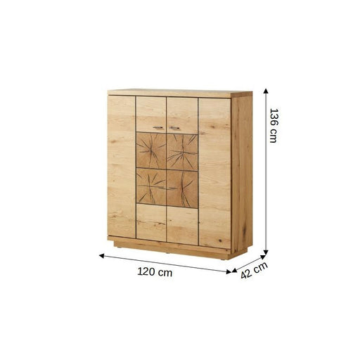 Comoda Bar Cu 2 Usi Dakota, Furniruit, Stejar Salbatic, 120 Cm