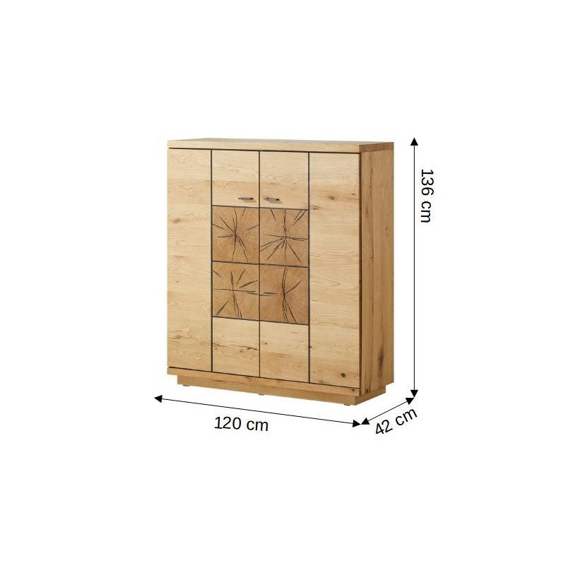 Comoda Bar Cu 2 Usi Dakota, Furniruit, Stejar Salbatic, 120 Cm