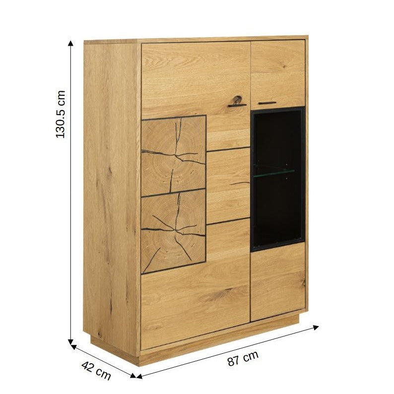 Comoda Bar Urbano Oak Cu 2 Usi, Stejar Rustic Si Negru, 87 Cm