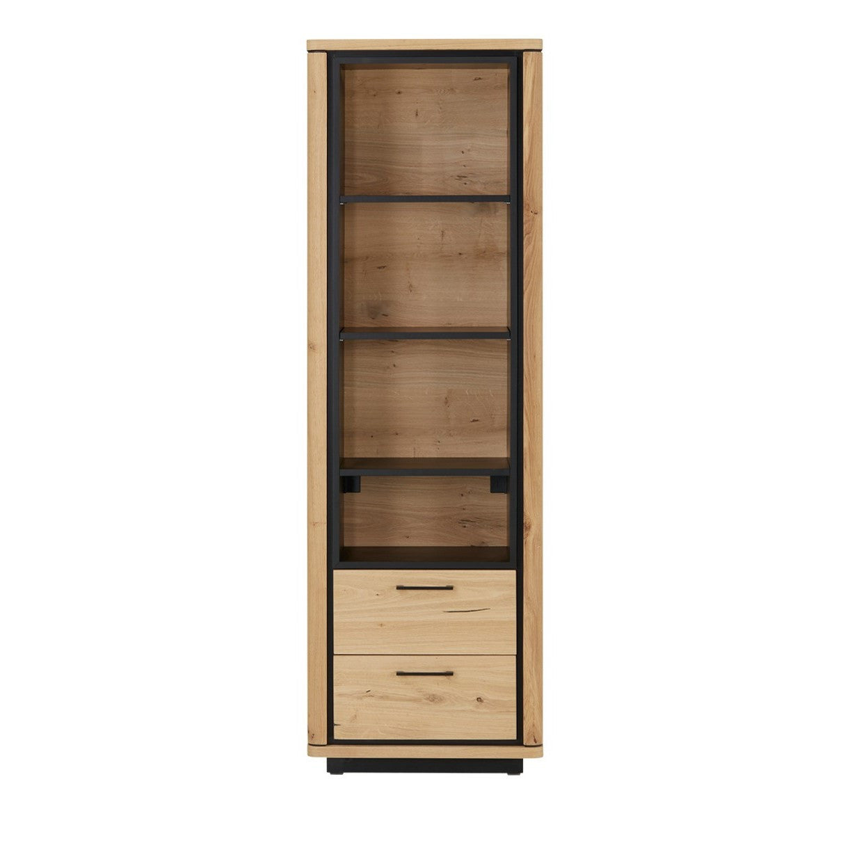 Biblioteca 2 Sertare Tulsa, Smoked Oak, Furnir Din Lemn Masiv, 62 Cm