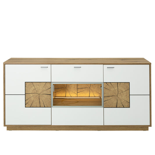 Bufet Urbano White Cu 3 Usi Si 1 Sertar Alb Si Natur, 170 Cm
