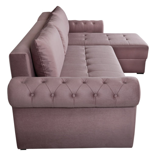 Coltar Extensibil Dreapta Trendy, 5 Locuri, Lada Depozitare, Roz, 275 Cm
