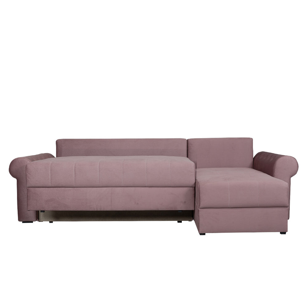 Coltar Extensibil Dreapta Trendy, 5 Locuri, Lada Depozitare, Roz, 275 Cm