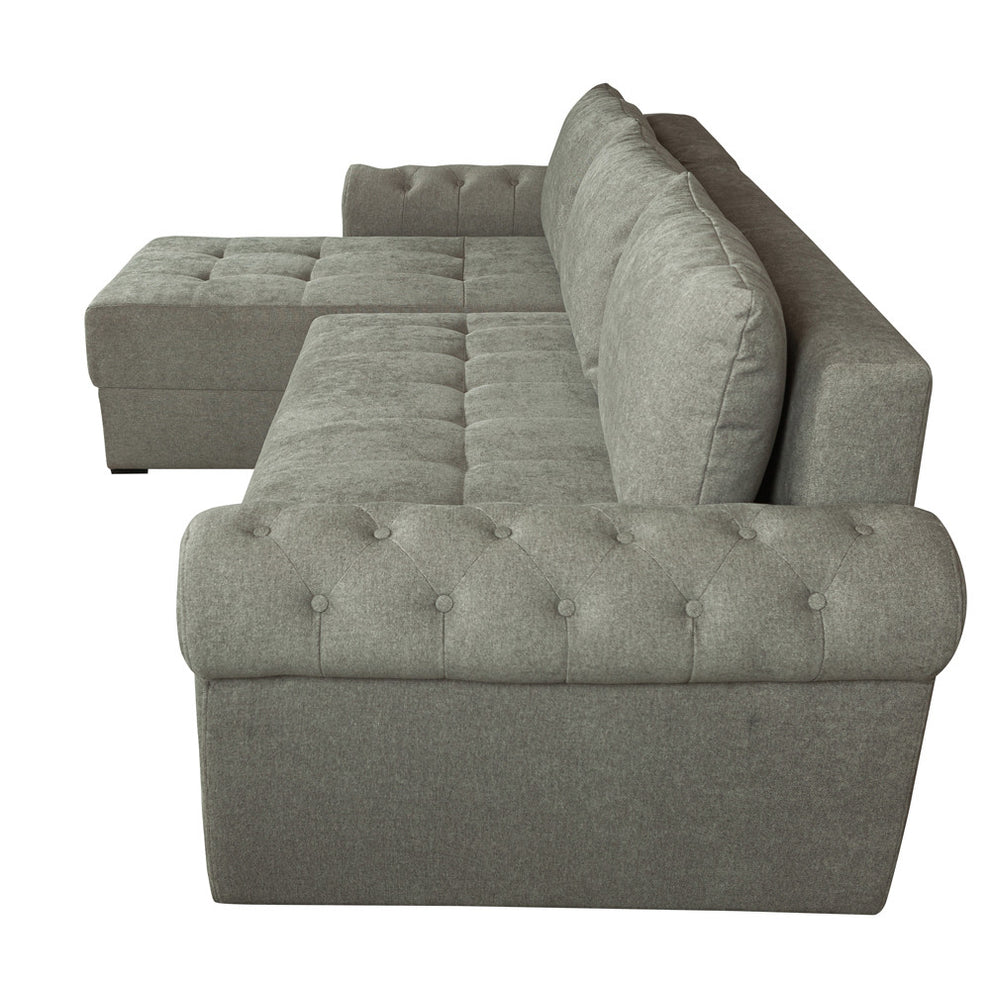 Coltar Extensibil Stanga Trendy, 5 Locuri, Lada Depozitare, Bej, 275 Cm