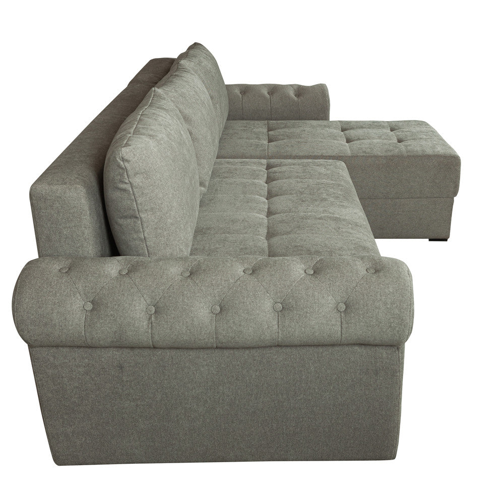 Coltar Extensibil Dreapta Trendy, 5 Locuri, Lada Depozitare, Bej, 275 Cm