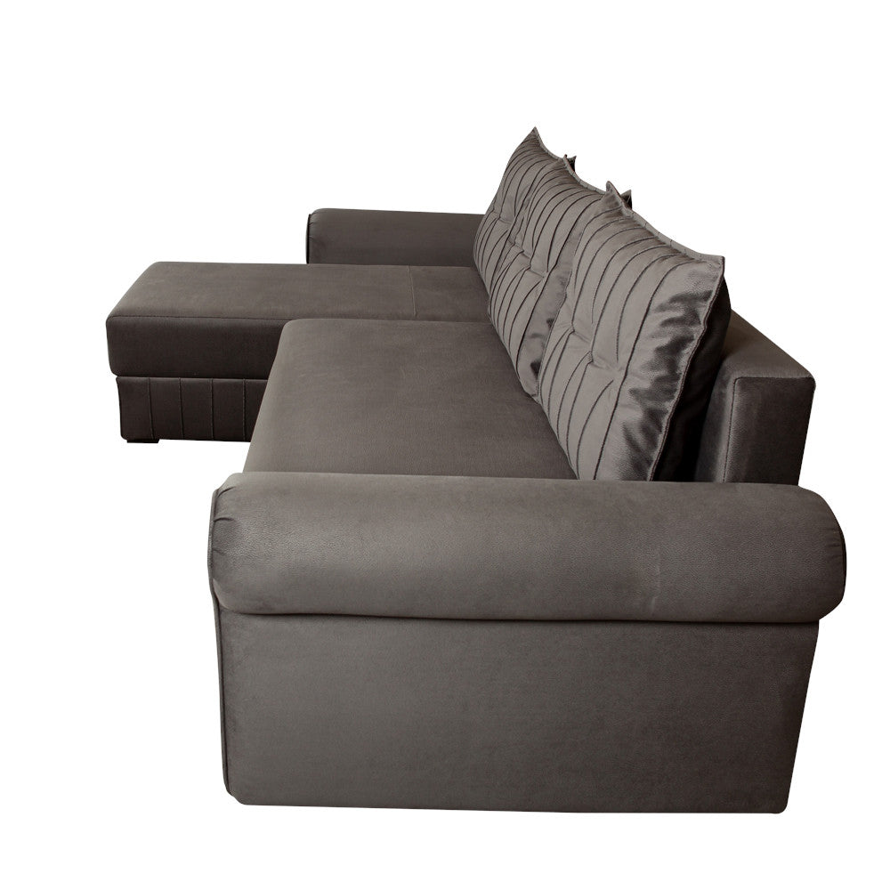 Coltar Extensibil Stanga Chic, 5 Locuri, Lada Depozitare, Gri, 273 Cm