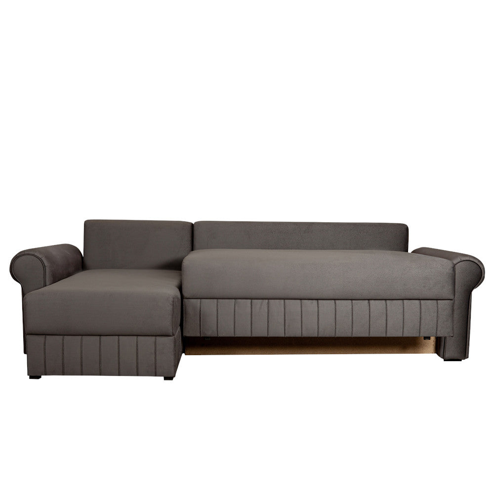 Coltar Extensibil Stanga Chic, 5 Locuri, Lada Depozitare, Gri, 273 Cm