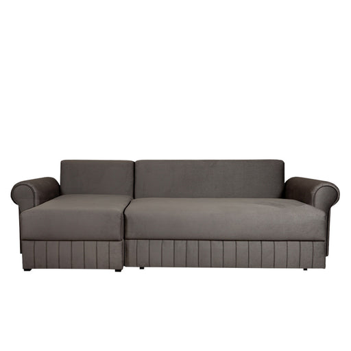 Coltar Extensibil Stanga Chic, 5 Locuri, Lada Depozitare, Gri, 273 Cm
