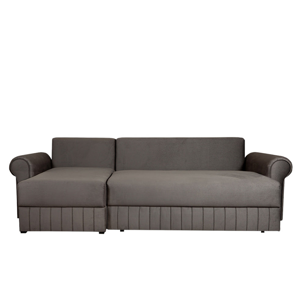 Coltar Extensibil Stanga Chic, 5 Locuri, Lada Depozitare, Gri, 273 Cm