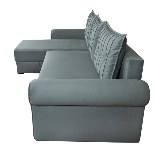 Coltar Extensibil Stanga Chic, 5 Locuri, Lada Depozitare, Albastru, 273 Cm