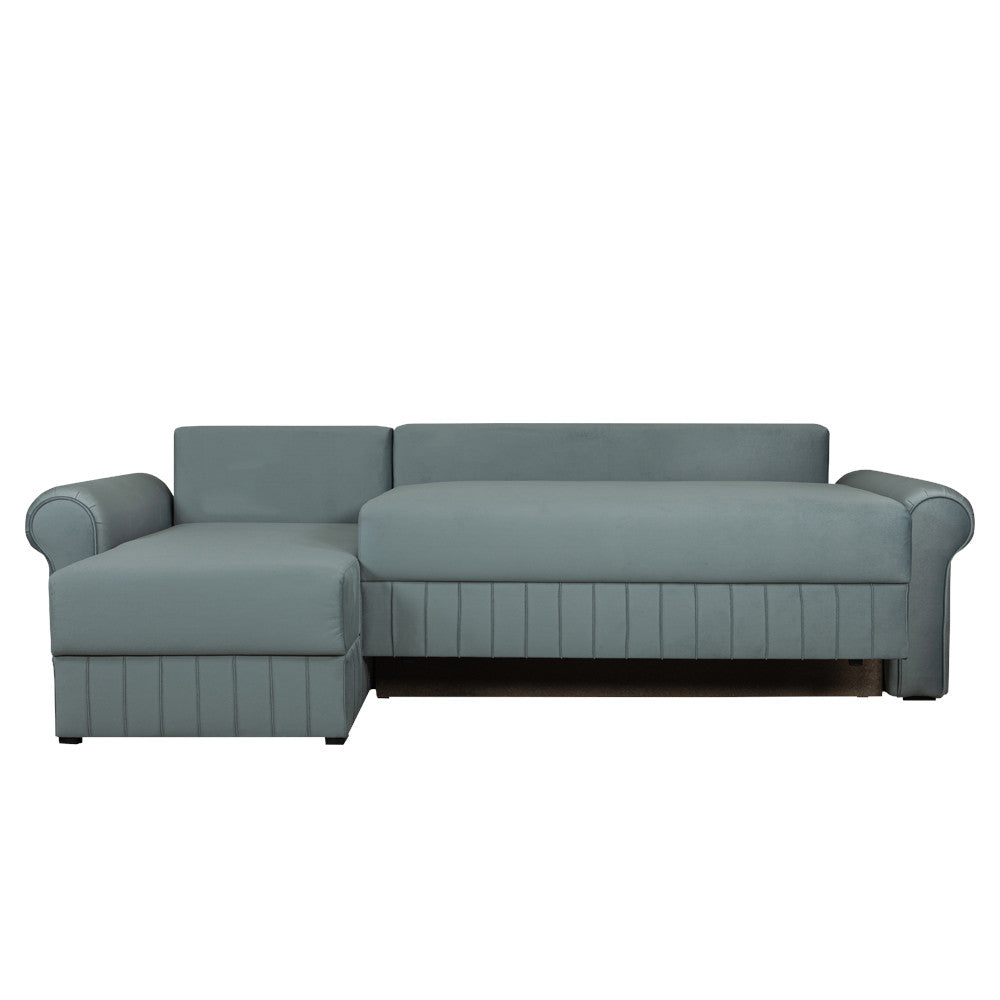 Coltar Extensibil Stanga Chic, 5 Locuri, Lada Depozitare, Albastru, 273 Cm