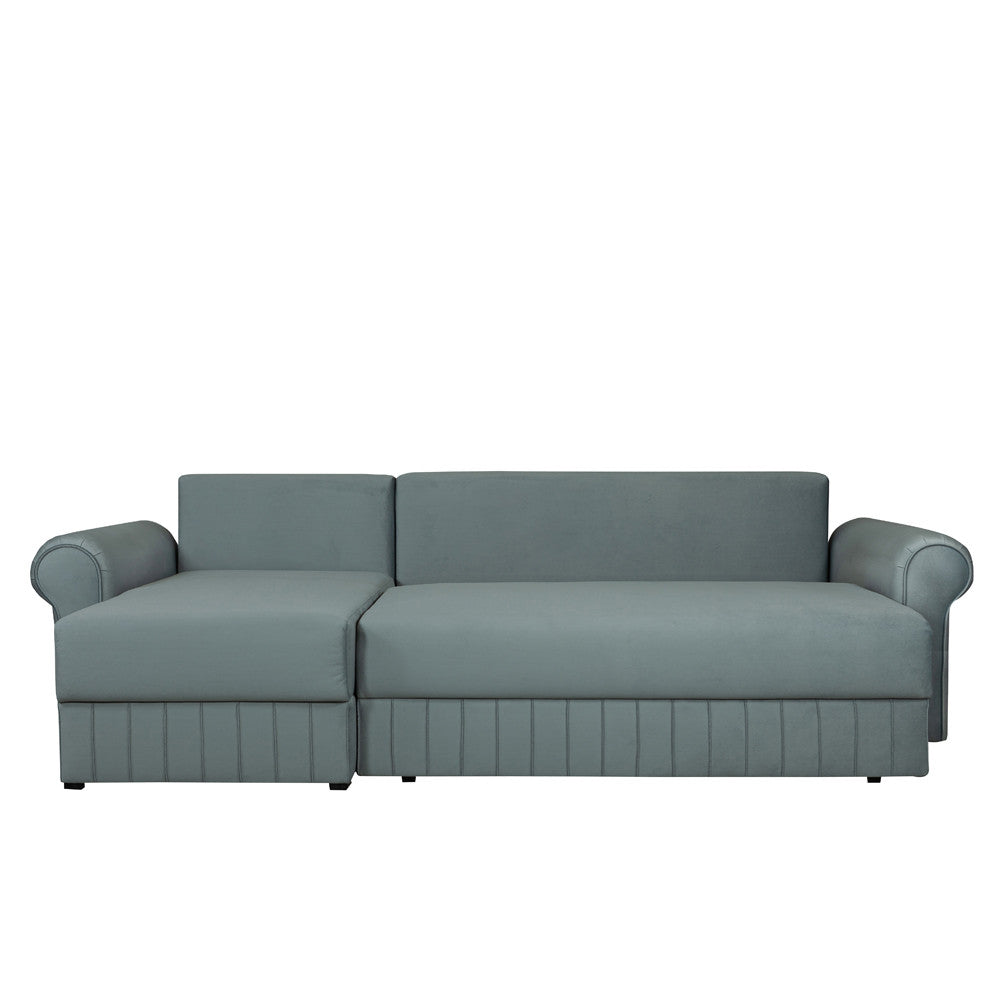 Coltar Extensibil Stanga Chic, 5 Locuri, Lada Depozitare, Albastru, 273 Cm