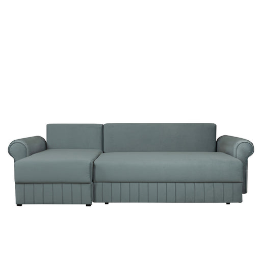 Coltar Extensibil Stanga Chic, 5 Locuri, Lada Depozitare, Albastru, 273 Cm