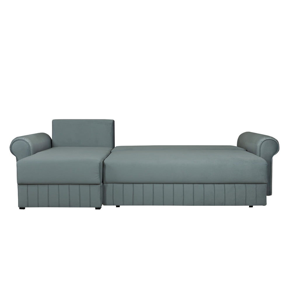 Coltar Extensibil Stanga Chic, 5 Locuri, Lada Depozitare, Albastru, 273 Cm