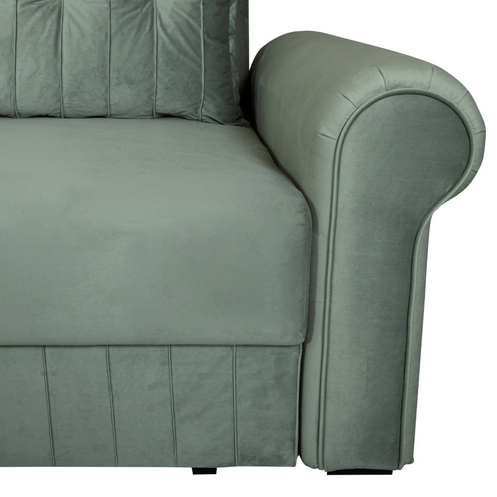 Coltar Extensibil Stanga Chic, 5 Locuri, Lada Depozitare, Verde, 273 Cm