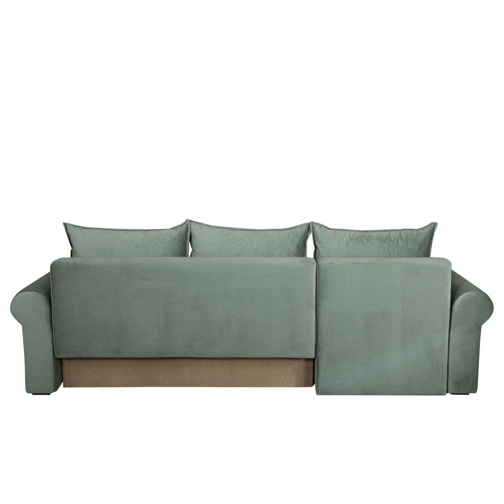 Coltar Extensibil Stanga Chic, 5 Locuri, Lada Depozitare, Verde, 273 Cm