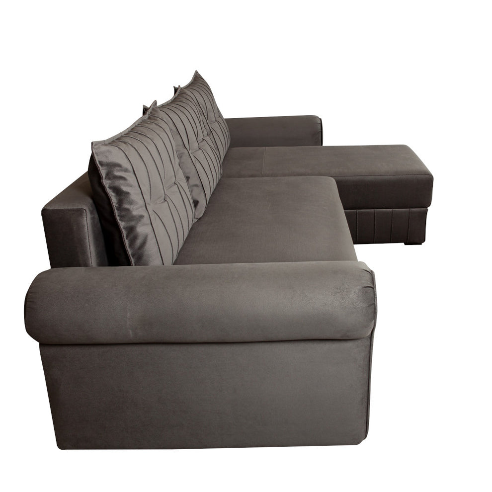Coltar Extensibil Dreapta Chic, 5 Locuri, Lada Depozitare, Gri, 273 Cm