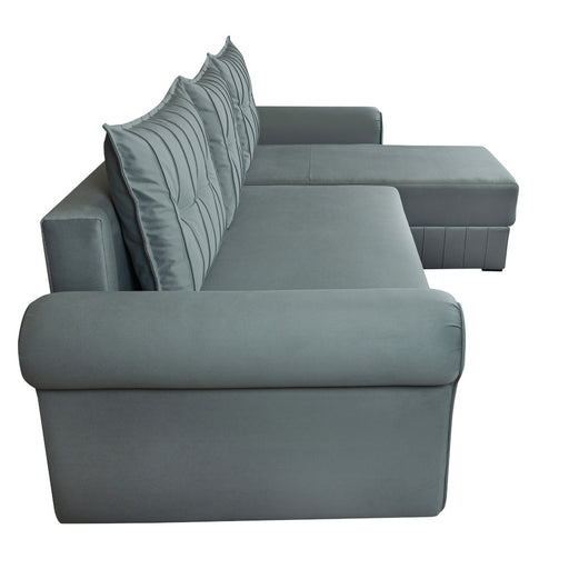 Coltar Extensibil Dreapta Chic, 5 Locuri, Lada Depozitare, Albastru, 273 Cm