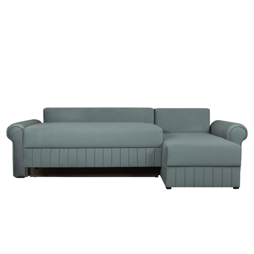 Coltar Extensibil Dreapta Chic, 5 Locuri, Lada Depozitare, Albastru, 273 Cm