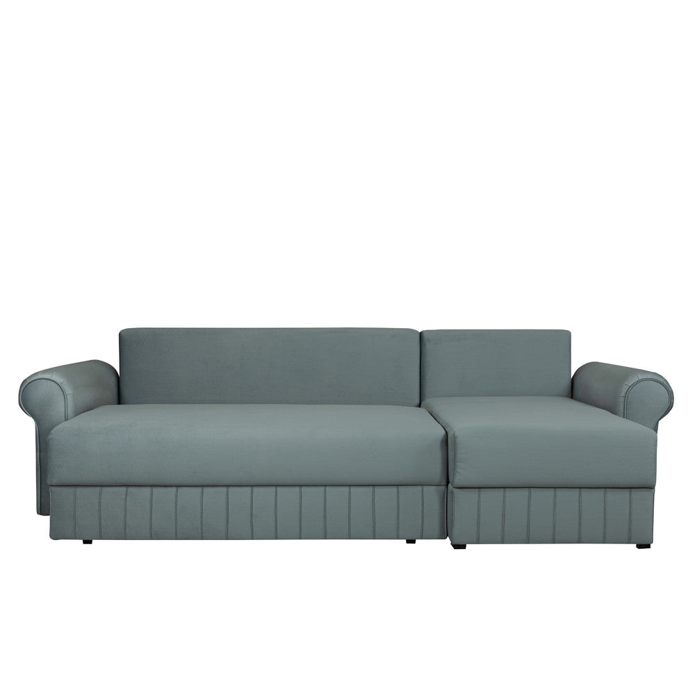 Coltar Extensibil Dreapta Chic, 5 Locuri, Lada Depozitare, Albastru, 273 Cm
