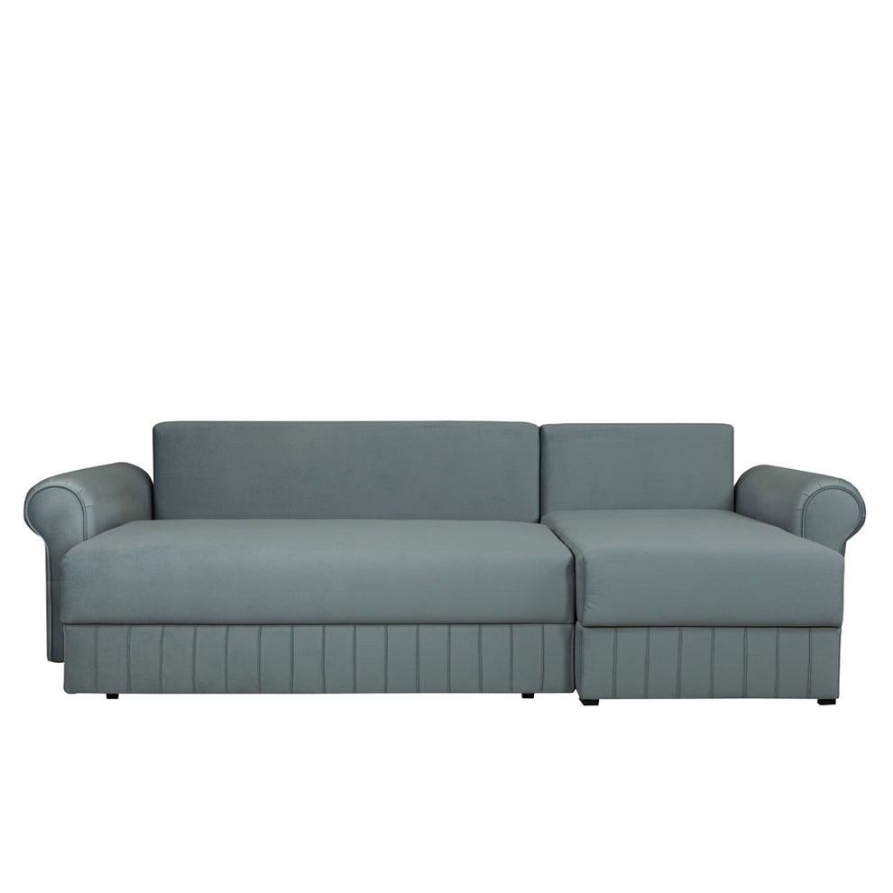 Coltar Extensibil Dreapta Chic, 5 Locuri, Lada Depozitare, Albastru, 273 Cm