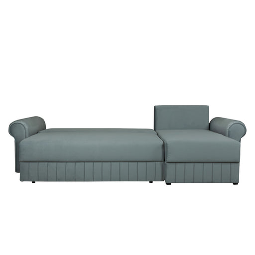 Coltar Extensibil Dreapta Chic, 5 Locuri, Lada Depozitare, Albastru, 273 Cm