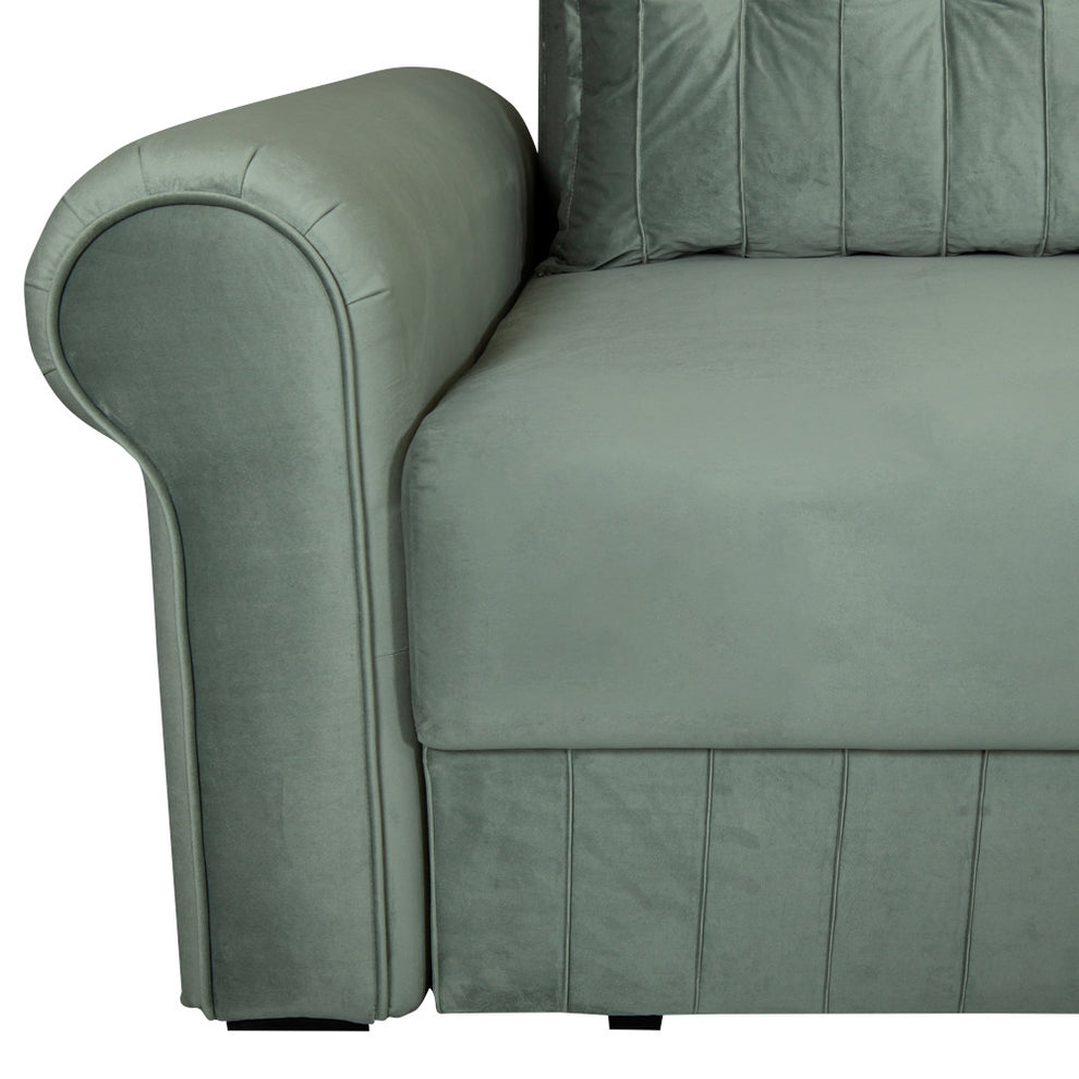 Coltar Extensibil Dreapta Chic, 5 Locuri, Lada Depozitare, Verde, 273 Cm