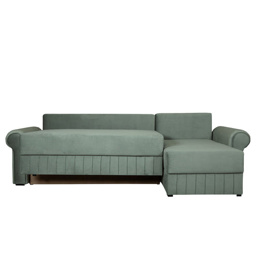 Coltar Extensibil Dreapta Chic, 5 Locuri, Lada Depozitare, Verde, 273 Cm
