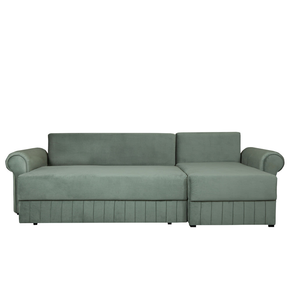Coltar Extensibil Dreapta Chic, 5 Locuri, Lada Depozitare, Verde, 273 Cm