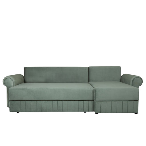 Coltar Extensibil Dreapta Chic, 5 Locuri, Lada Depozitare, Verde, 273 Cm