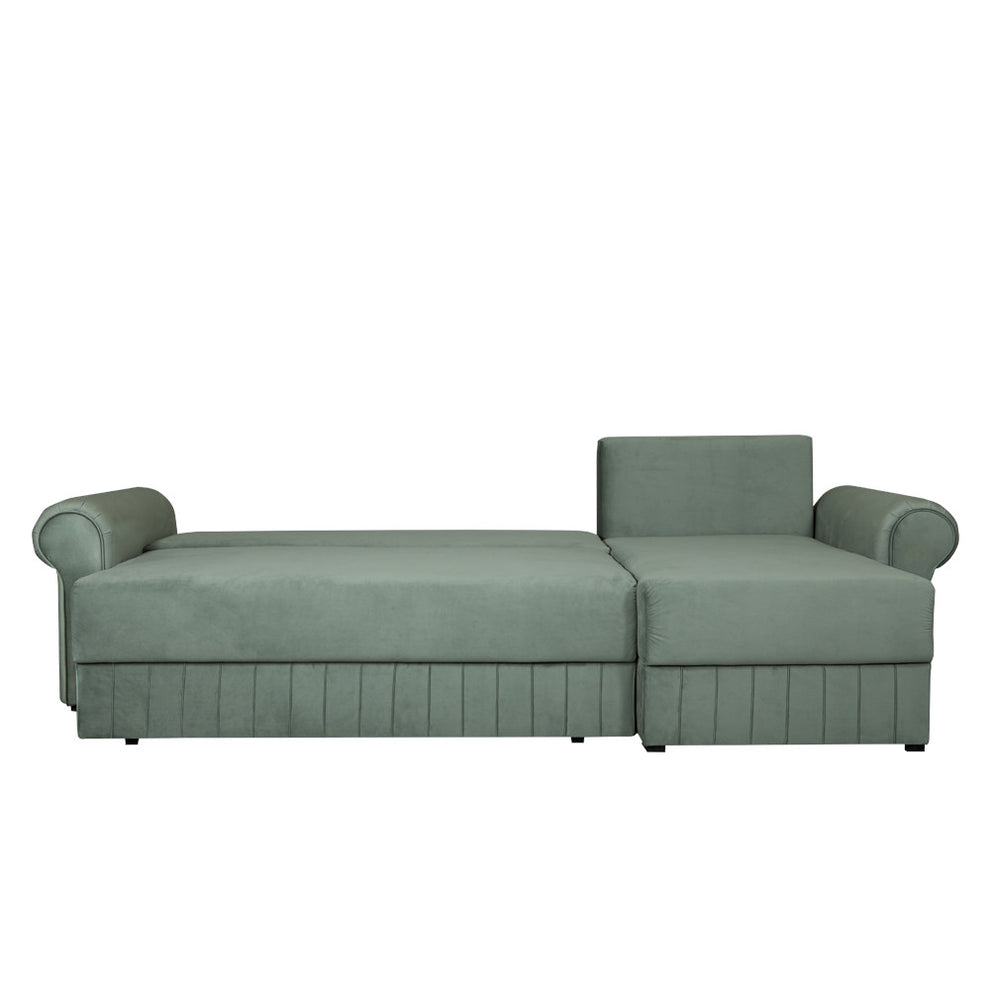 Coltar Extensibil Dreapta Chic, 5 Locuri, Lada Depozitare, Verde, 273 Cm