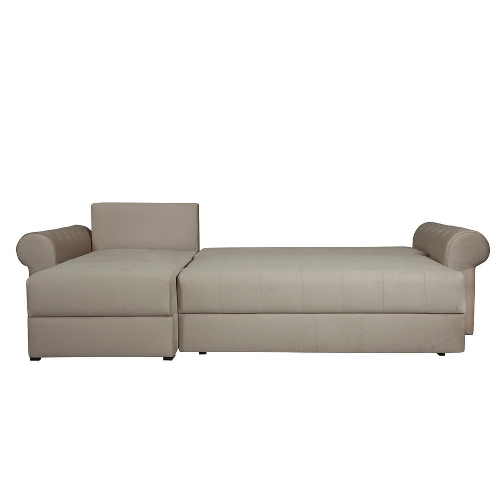 Coltar Extensibil Stanga Trendy, 5 Locuri, Lada Depozitare, Crem, 275 Cm