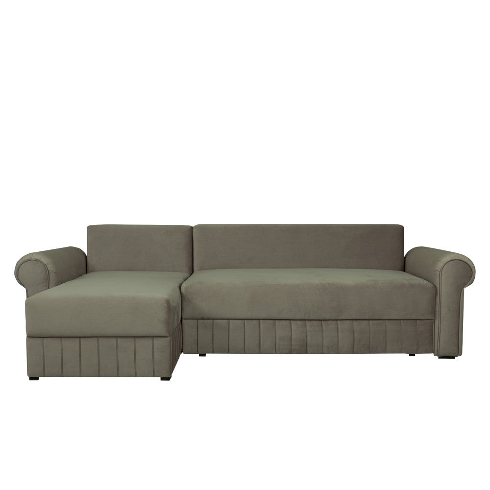 Coltar Extensibil Stanga Chic, 5 Locuri, Lada Depozitare, Bej, 273 Cm