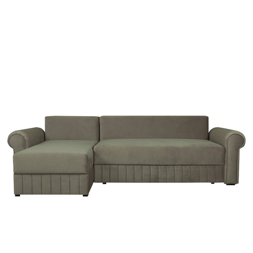 Coltar Extensibil Stanga Chic, 5 Locuri, Lada Depozitare, Bej, 273 Cm
