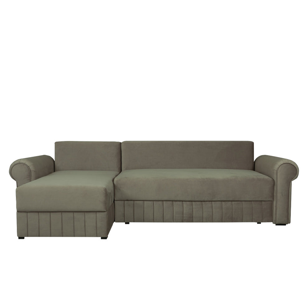 Coltar Extensibil Stanga Chic, 5 Locuri, Lada Depozitare, Bej, 273 Cm