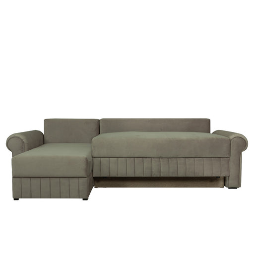 Coltar Extensibil Stanga Chic, 5 Locuri, Lada Depozitare, Bej, 273 Cm