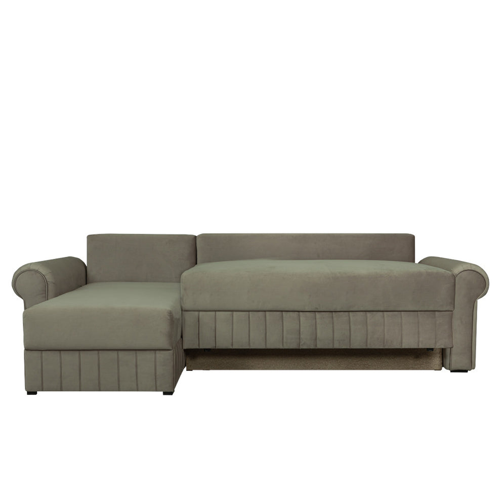 Coltar Extensibil Stanga Chic, 5 Locuri, Lada Depozitare, Bej, 273 Cm