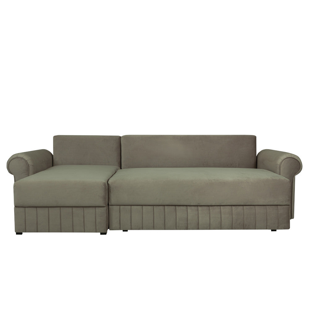 Coltar Extensibil Stanga Chic, 5 Locuri, Lada Depozitare, Bej, 273 Cm