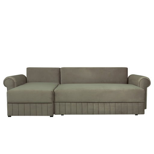 Coltar Extensibil Stanga Chic, 5 Locuri, Lada Depozitare, Bej, 273 Cm