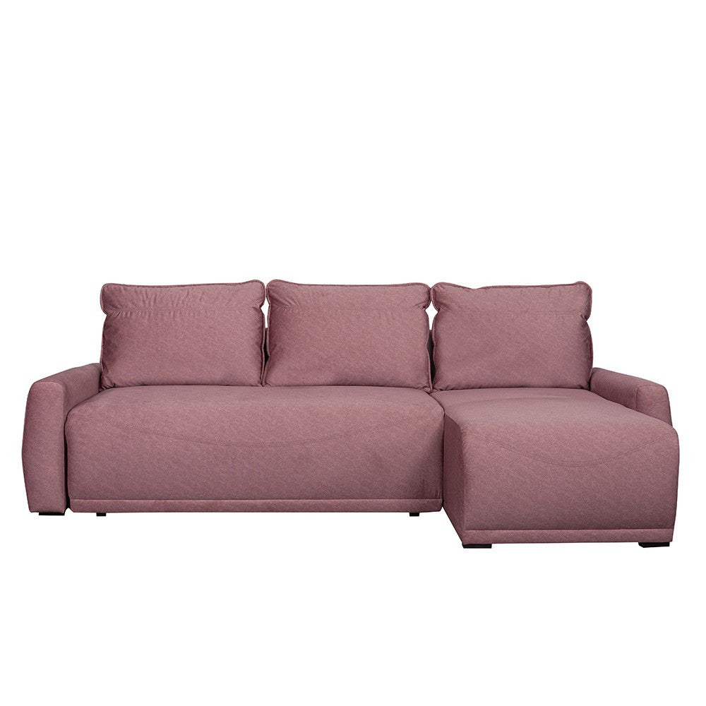 Coltar Extensibil Lea Interschimbabil Stanga/Dreapta, 5 Locuri, Lada Depozitare, Roz, 256 Cm