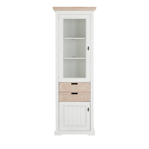 Vitrina Porto Stanga Cu 2 Usi Si 2 Sertare Alb Si Natur, 67.5 Cm